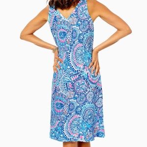 Lilly Pulitzer Lagoon Linen Florin Sleeveless Blue Grotto Commotion in Ocean